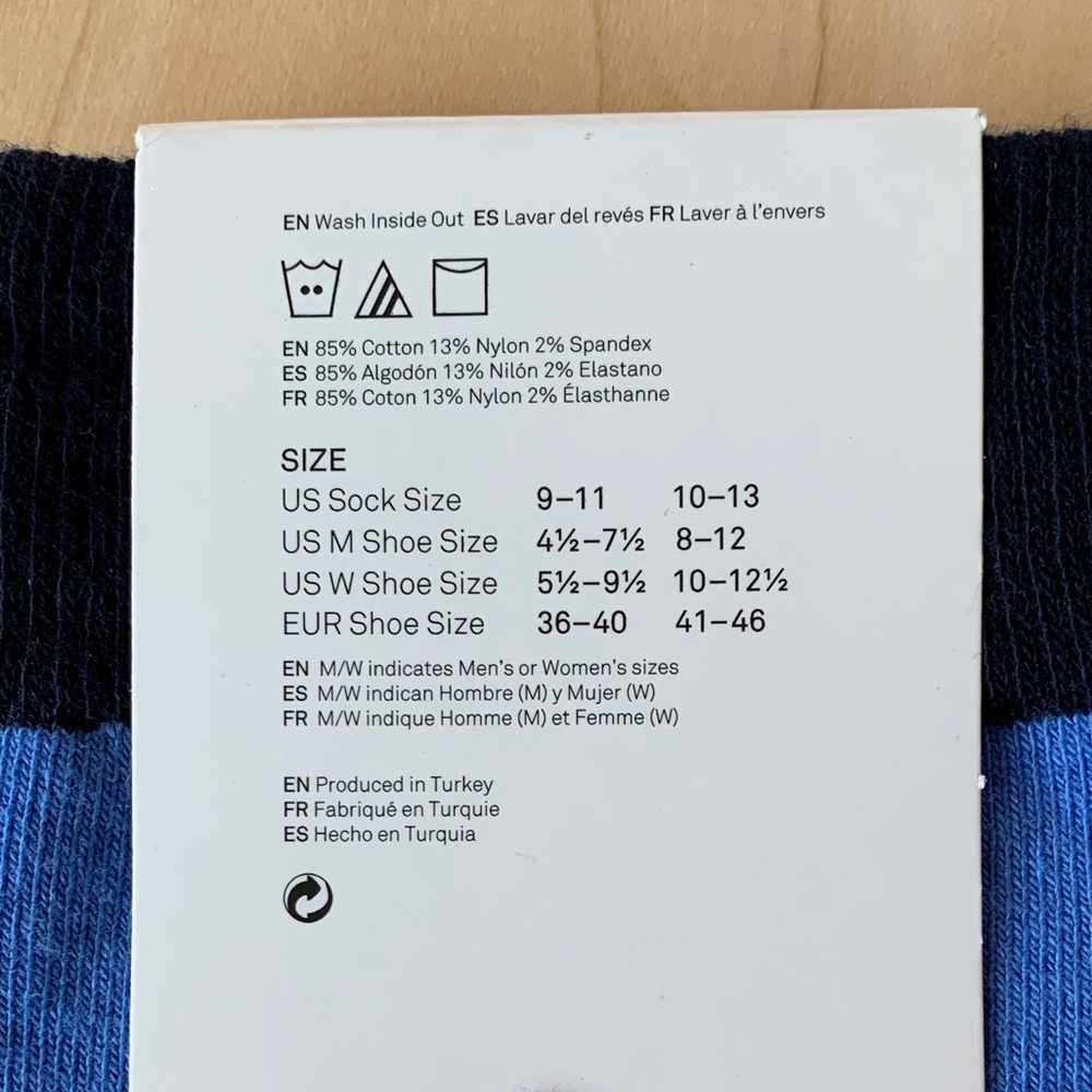 Happy Socks 🧦 The Color Block Socks Blue Gray NEW - Picture 3 of 8